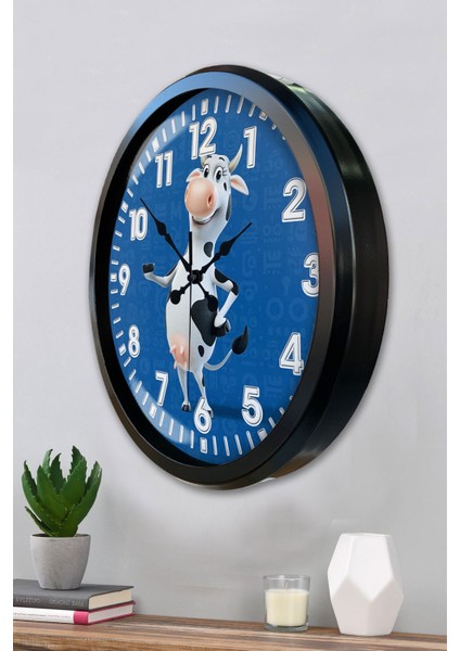 52 cm Siyah Metal Inek Duvar Saati modelleri