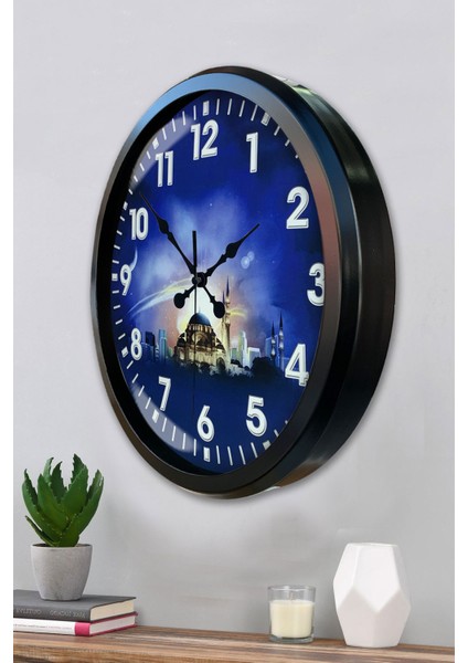 52 cm Siyah Metal Islam Duvar Saati modelleri