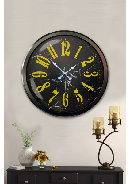52 cm Siyah Metal Klasik Sarı Duvar Saati fiyatları