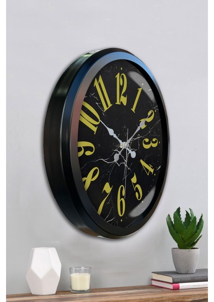 52 cm Siyah Metal Klasik Sarı Duvar Saati fırsatları