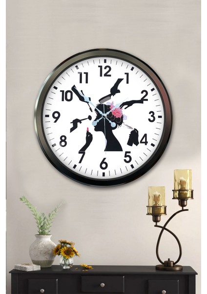 52 cm Siyah Metal Kuaför Duvar Saati fiyatları