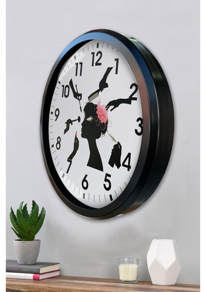 52 cm Siyah Metal Kuaför Duvar Saati modelleri