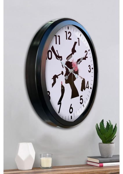 52 cm Siyah Metal Kuaför Duvar Saati fırsatları