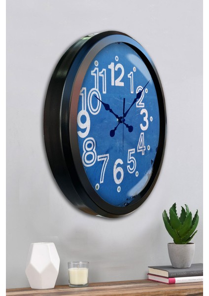 52 cm Siyah Metal Mavi Kadran Duvar Saati fırsatları