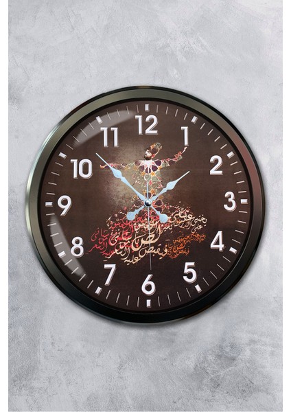 52 cm Siyah Metal Mevlevi Duvar Saati
