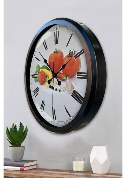 52 cm Siyah Metal Mutfak Duvar Saati modelleri