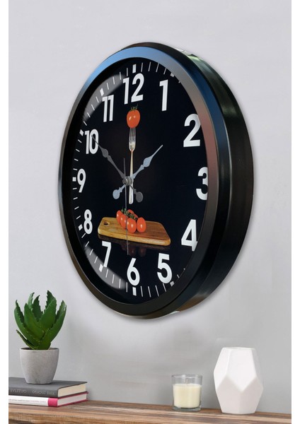 52 cm Siyah Metal Mutfak Duvar Saati modelleri