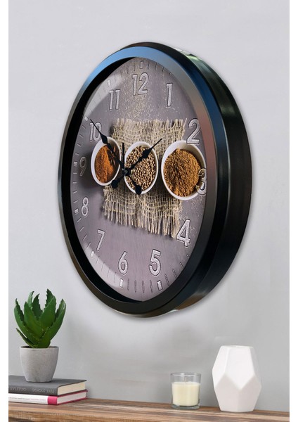 52 cm Siyah Metal Mutfak Duvar Saati modelleri