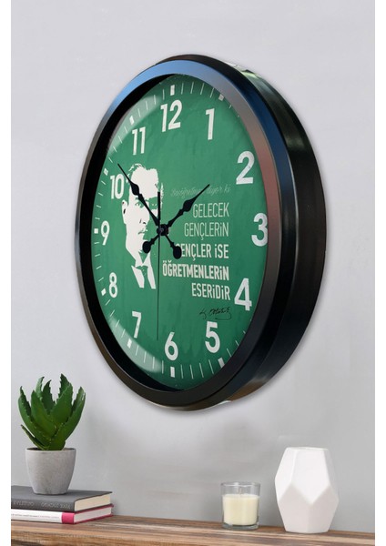 52 cm Siyah Metal Öğretmenler Günü Duvar Saati modelleri