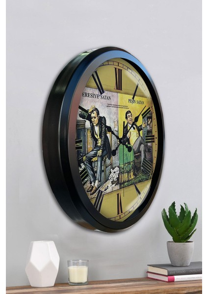52 cm Siyah Metal Peşin Satan Duvar Saati