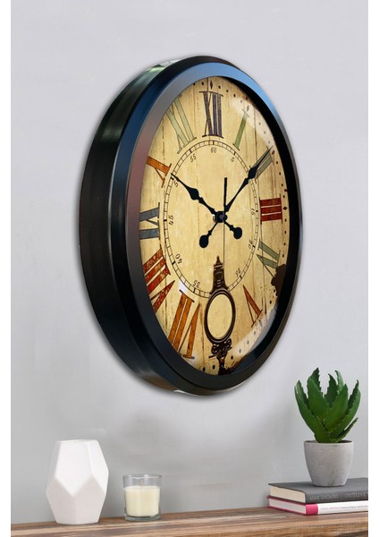 52 cm Siyah Metal Renk Duvar Saati fırsatları