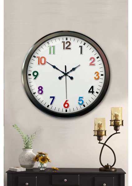 52 cm Siyah Metal Renkli Sayı Duvar Saati fiyatları