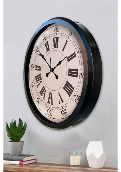 52 cm Siyah Metal Roma Rakamlı Duvar Saati modelleri