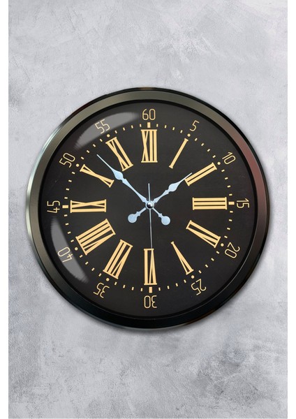 52 cm Siyah Metal Roma Rakamlı Duvar Saati