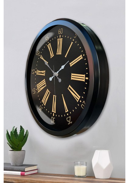52 cm Siyah Metal Roma Rakamlı Duvar Saati modelleri