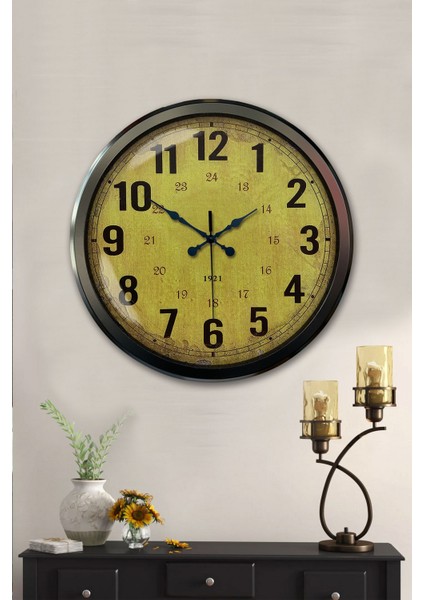52 cm Siyah Metal Sarı Duvar Saati fiyatları