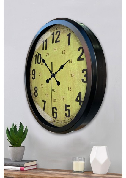 52 cm Siyah Metal Sarı Duvar Saati modelleri