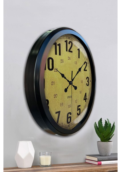 52 cm Siyah Metal Sarı Duvar Saati fırsatları