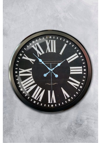 52 cm Siyah Metal Siyah Kadran Duvar Saati