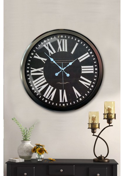 52 cm Siyah Metal Siyah Kadran Duvar Saati fiyatları