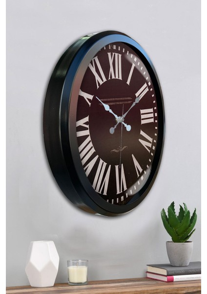 52 cm Siyah Metal Siyah Kadran Duvar Saati fırsatları
