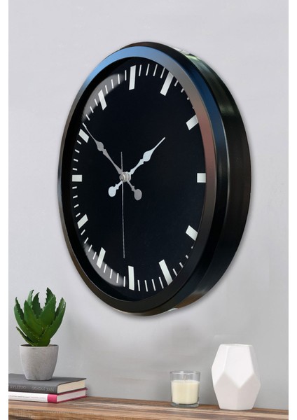 52 cm Siyah Metal Siyah Renk Duvar Saati modelleri