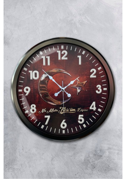 52 cm Siyah Metal Türkiyem Duvar Saati