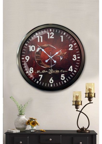 52 cm Siyah Metal Türkiyem Duvar Saati fiyatları