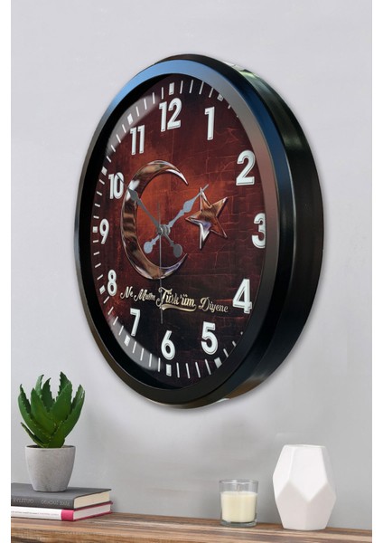 52 cm Siyah Metal Türkiyem Duvar Saati modelleri
