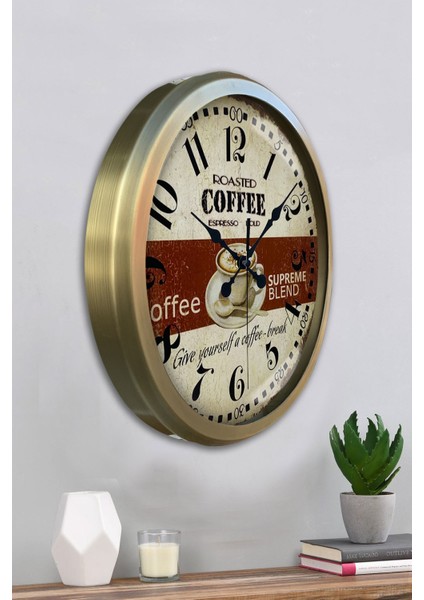 52 cm Eskitme Metal Espresso Duvar Saati fırsatları