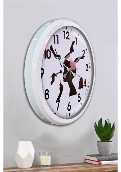 52 cm Beyaz Metal Kuaför Duvar Saati fırsatları