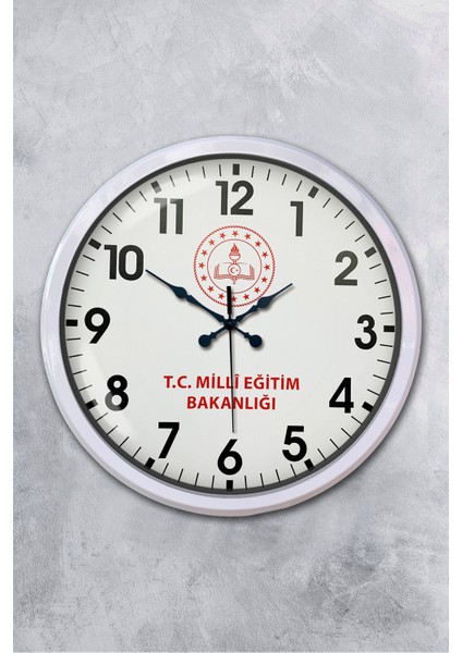52 cm Beyaz Metal Milli Eğitim Duvar Saati
