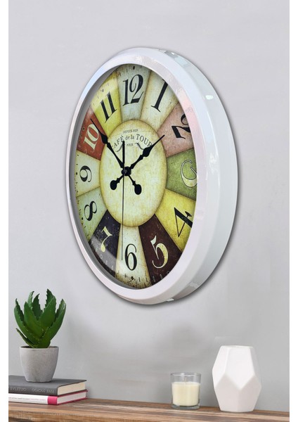 52 cm Beyaz Metal Modern Duvar Saati modelleri