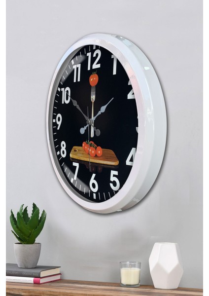 52 cm Beyaz Metal Mutfak Duvar Saati modelleri