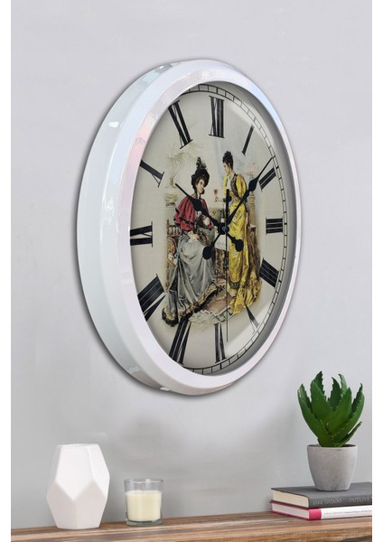 52 cm Beyaz Metal Nostalji Duvar Saati fırsatları