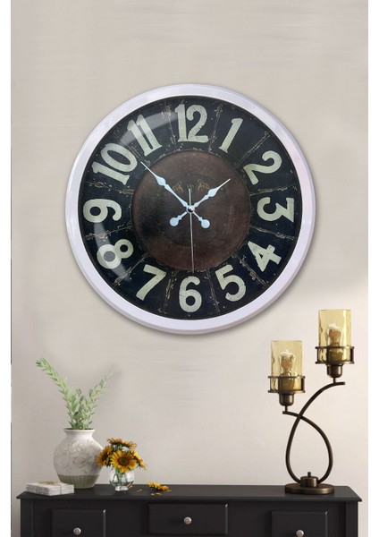 52 cm Beyaz Metal Retro Duvar Saati fiyatları