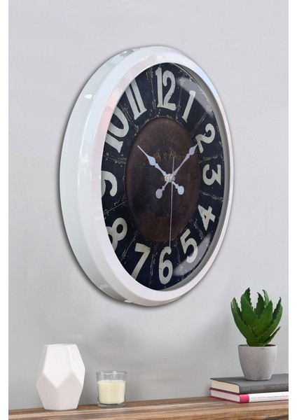 52 cm Beyaz Metal Retro Duvar Saati fırsatları