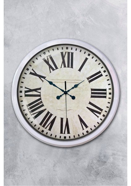 52 cm Beyaz Metal Roma Rakamlı Duvar Saati