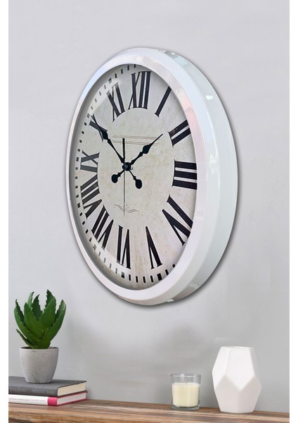 52 cm Beyaz Metal Roma Rakamlı Duvar Saati modelleri