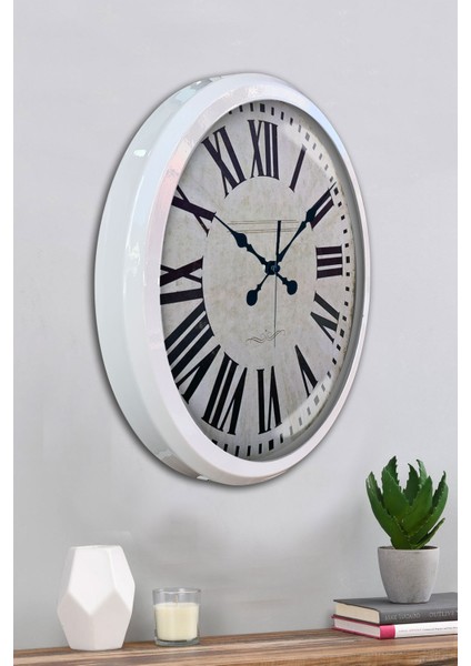 52 cm Beyaz Metal Roma Rakamlı Duvar Saati fırsatları