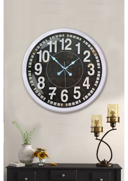 52 cm Beyaz Metal Siyah Kadran Duvar Saati fiyatları