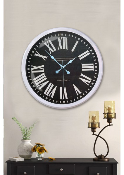 52 cm Beyaz Metal Siyah Kadran Duvar Saati fiyatları