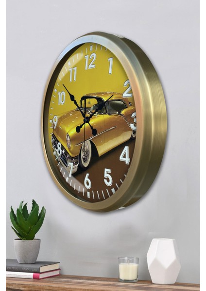 52 cm Eskitme Metal Araba Galeri Duvar Saati modelleri