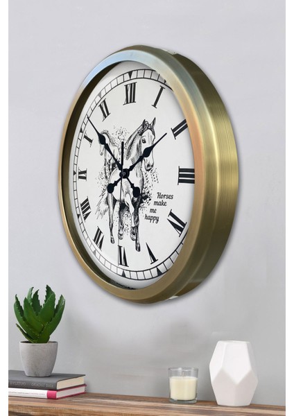 52 cm Eskitme Metal At Duvar Saati modelleri