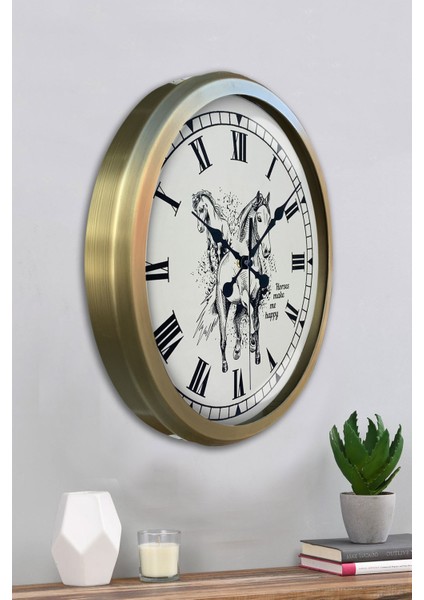 52 cm Eskitme Metal At Duvar Saati fırsatları