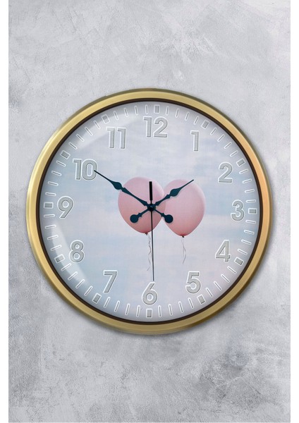 52 cm Eskitme Metal Balon Duvar Saati