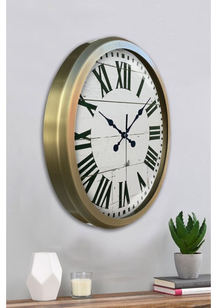 52 cm Eskitme Metal Beyaz Romen Duvar Saati fırsatları
