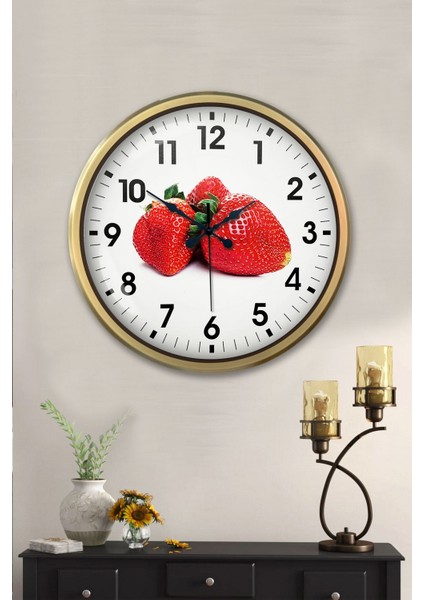52 cm Eskitme Metal Çilek Duvar Saati fiyatları