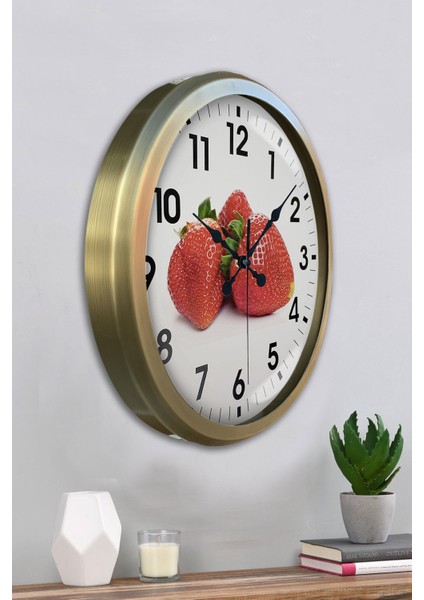 52 cm Eskitme Metal Çilek Duvar Saati fırsatları