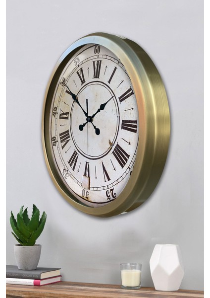52 cm Eskitme Metal Dakika Duvar Saati